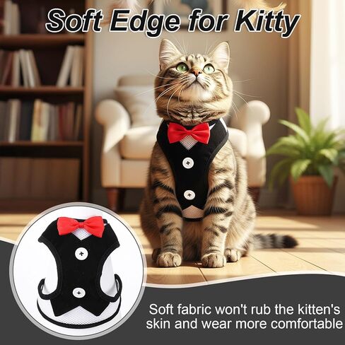 Cat Harness Leash Set for Walking Soft Adjustable Cats Vest Harnesses Escape Proof Comfortable Breathable Mesh Kitten Anti-Escape Leash Chest Harness Easy to Wear for Outdoor Travel in Saudi Arabia