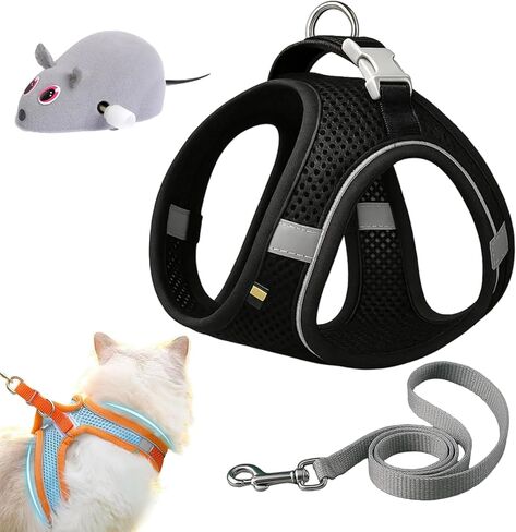 2026 Upgrade Cat Harness, Cat Harness Escape Proof, Adjustable CAT Harness and Leash Design for Outdoor Cats, Soft Mesh Vest Harness with Reflective Safety Strips (Black, XS-6.6-17.6LB) in Saudi Arabia