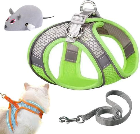 2026 Upgrade Cat Harness, Cat Harness Escape Proof, Adjustable CAT Harness and Leash Design for Outdoor Cats, Soft Mesh Vest Harness with Reflective Safety Strips (Black, XS-6.6-17.6LB) in Saudi Arabia