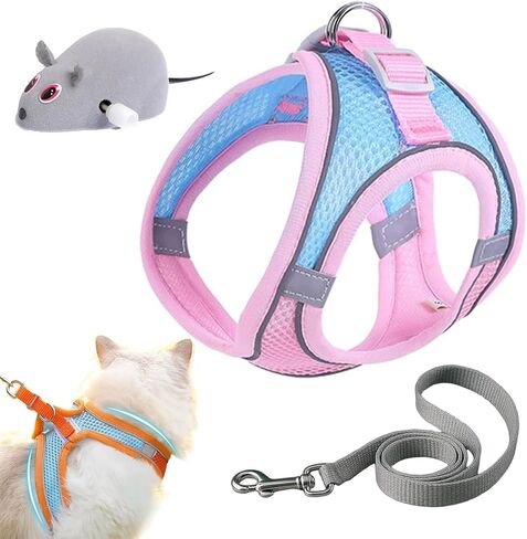 2026 Upgrade Cat Harness, Cat Harness Escape Proof, Adjustable CAT Harness and Leash Design for Outdoor Cats, Soft Mesh Vest Harness with Reflective Safety Strips (Black, XS-6.6-17.6LB) in Saudi Arabia