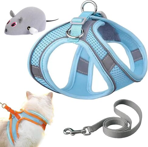 2026 Upgrade Cat Harness, Cat Harness Escape Proof, Adjustable CAT Harness and Leash Design for Outdoor Cats, Soft Mesh Vest Harness with Reflective Safety Strips (Black, XS-6.6-17.6LB) in Saudi Arabia
