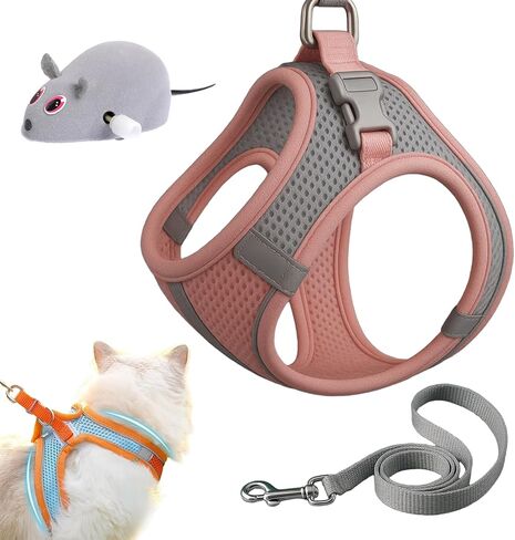 2026 Upgrade Cat Harness, Cat Harness Escape Proof, Adjustable CAT Harness and Leash Design for Outdoor Cats, Soft Mesh Vest Harness with Reflective Safety Strips (Black, XS-6.6-17.6LB) in Saudi Arabia