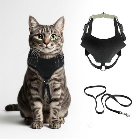 مجموعة A1 Home Collections حزام ومقود القطط المقاوم للهروب، سترة ناعمة قابلة للتعديل، شبكة مريحة وشرائط طويلة، تحكم سهل، حزام مشي آمن للقطط (كبير) in Kuwait
