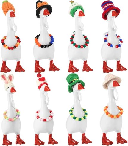 Geyoga 8 Set 7 Inch Mini Desk Goose Outfits Holiday Mini Knitting Hat Bandana Headwear Accessory for Magnetic Goose Statue in Kuwait