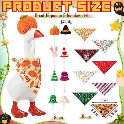 Geyoga 8 Set 7 Inch Mini Desk Goose Outfits Holiday Mini Knitting Hat Bandana Headwear Accessory for Magnetic Goose Statue in Saudi Arabia