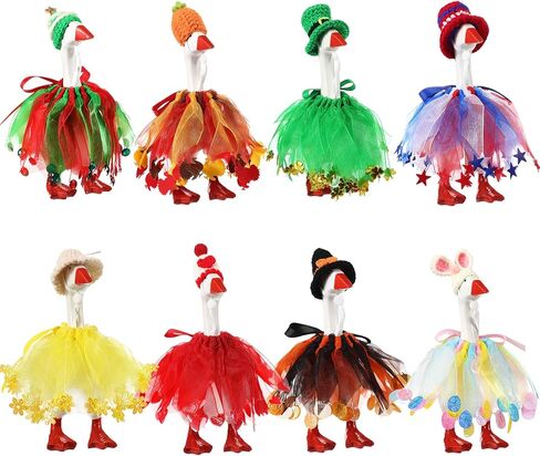 Geyoga 8 Set 7 Inch Mini Desk Goose Outfits Holiday Mini Knitting Hat Bandana Headwear Accessory for Magnetic Goose Statue in Saudi Arabia