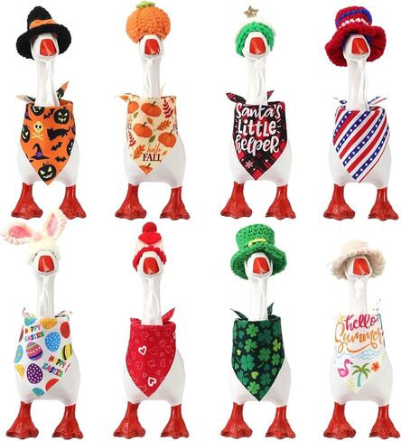 Geyoga 8 Set 7 Inch Mini Desk Goose Outfits Holiday Mini Knitting Hat Bandana Headwear Accessory for Magnetic Goose Statue in Saudi Arabia