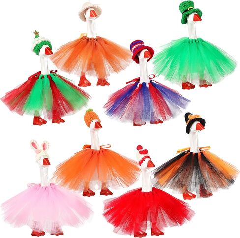 Geyoga 8 Set 7 Inch Mini Desk Goose Outfits Holiday Mini Knitting Hat Bandana Headwear Accessory for Magnetic Goose Statue in Saudi Arabia