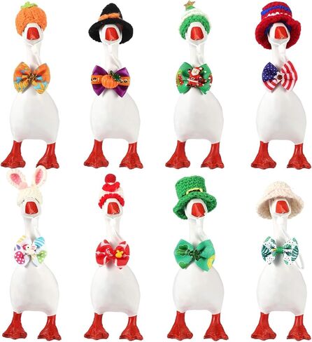 Geyoga 8 Set 7 Inch Mini Desk Goose Outfits Holiday Mini Knitting Hat Bandana Headwear Accessory for Magnetic Goose Statue in Saudi Arabia