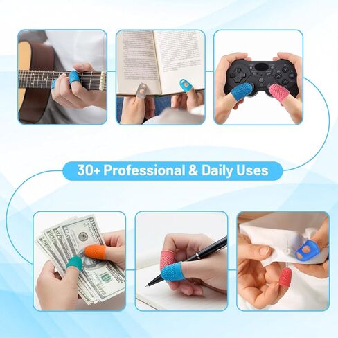 20 قطعة من أطراف الأصابع المطاطية، كشتبانات للخياطة اليدوية، أغطية حماية للأصابع متعددة الألوان، 5 أحجام، واقيات للأصابع من السيليكون للغراء الساخن، وفرز الكتابة، وكتابة تجميع الشمع in Kuwait