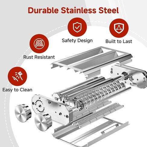 Pasta Maker Attachment for Kitchen Aid Stand Mixers, 304 Stainless Steel, Rust-Proof, 8 Thickness Settings, Easy to Clean, 3 in 1 Accessories for Homemade Spaghetti, Fettuccine, Lasagna in Kuwait