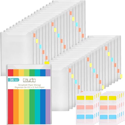 Caydo 36 Pieces Paper Storage for 8.5 × 11 papers with 48 Sticky Index Tabs, Scrapbook Storage Organizer for Printer Paper, Scrapbooking, Cardstock, Photo, Cardstock for Craftrooms, Offices in Saudi Arabia