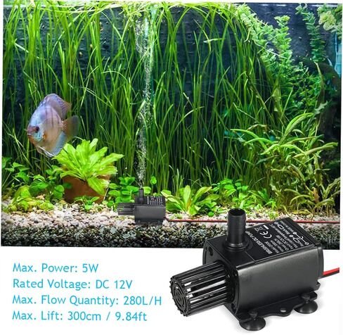 DC12V 5 واط فائقة الهدوء مضخة مياه صغيرة بدون فرش مقاوم للماء نافورة غاطسة حوض السمك تعميم 280L/H رفع 300 سنتيمتر in Saudi Arabia