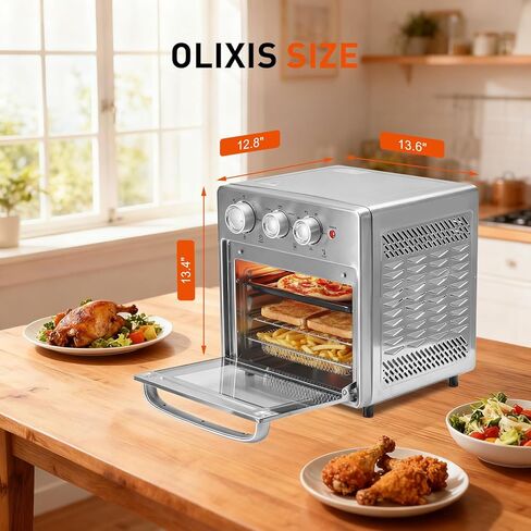 OLIXIS Air Fryer Toaster Oven Combo, 16.9QT Oven Countertop 5 Functions in 1, 4 Accessories Included, Stainless, Up to 450°F in Kuwait