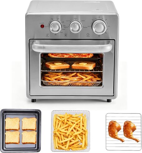OLIXIS Air Fryer Toaster Oven Combo, 16.9QT Oven Countertop 5 Functions in 1, 4 Accessories Included, Stainless, Up to 450°F in Kuwait