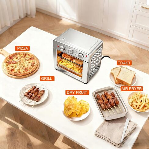 OLIXIS Air Fryer Toaster Oven Combo, 16.9QT Oven Countertop 5 Functions in 1, 4 Accessories Included, Stainless, Up to 450°F in Kuwait