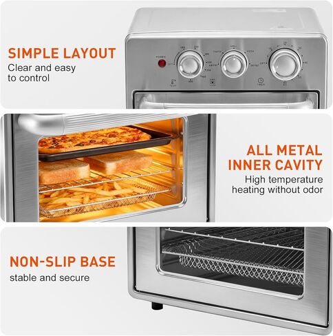OLIXIS Air Fryer Toaster Oven Combo, 16.9QT Oven Countertop 5 Functions in 1, 4 Accessories Included, Stainless, Up to 450°F in Kuwait