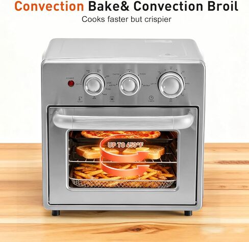 OLIXIS Air Fryer Toaster Oven Combo, 16.9QT Oven Countertop 5 Functions in 1, 4 Accessories Included, Stainless, Up to 450°F in Kuwait