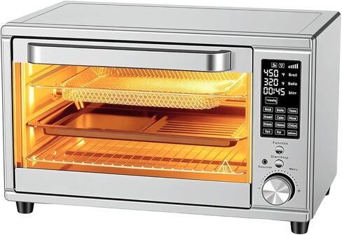 OLIXIS Air Fryer Toaster Oven Combo, 16.9QT Oven Countertop 5 Functions in 1, 4 Accessories Included, Stainless, Up to 450°F in Kuwait