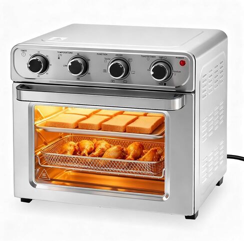 OLIXIS Air Fryer Toaster Oven Combo, 16.9QT Oven Countertop 5 Functions in 1, 4 Accessories Included, Stainless, Up to 450°F in Kuwait
