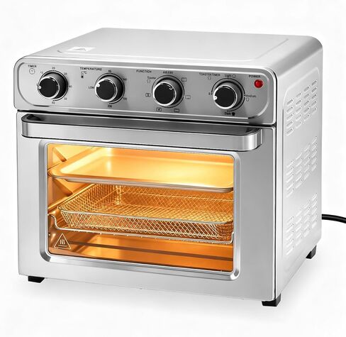 OLIXIS Air Fryer Toaster Oven Combo, 16.9QT Oven Countertop 5 Functions in 1, 4 Accessories Included, Stainless, Up to 450°F in Kuwait