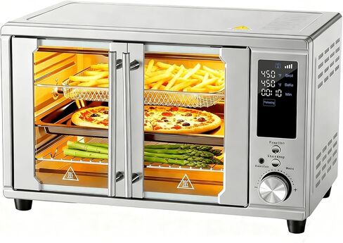 OLIXIS Air Fryer Toaster Oven Combo, 16.9QT Oven Countertop 5 Functions in 1, 4 Accessories Included, Stainless, Up to 450°F in Kuwait