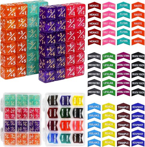 SIXPOINTS 108PCS 12mm MTG +1/+1 Tokens 6 Sided Dice & Keyword Counters Tokens Set for Magic The Gathering, MTG, TCG, Card Games Accessories in Saudi Arabia