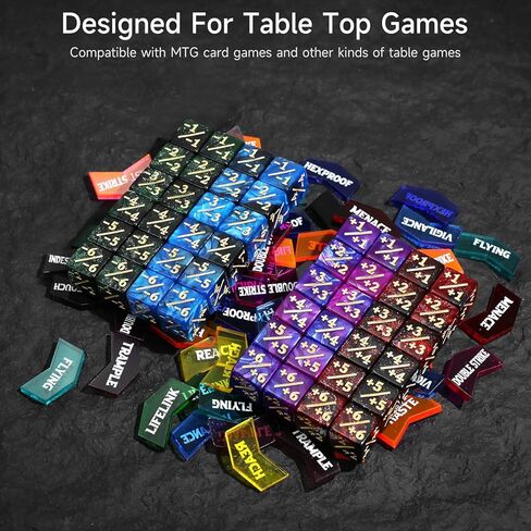 SIXPOINTS 108 قطعة 12 مم MTG +1/+1 رموز 6 جوانب نرد وعدادات الكلمات الرئيسية مجموعة رموز لـ Magic The Gathering، MTG، TCG، ملحقات ألعاب البطاقات in Kuwait
