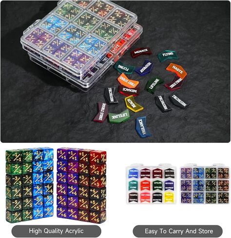 SIXPOINTS 108 قطعة 12 مم MTG +1/+1 رموز 6 جوانب نرد وعدادات الكلمات الرئيسية مجموعة رموز لـ Magic The Gathering، MTG، TCG، ملحقات ألعاب البطاقات in Kuwait