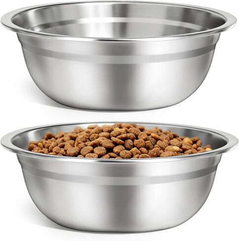 URPOWER 2 Pack 8" Stainless Steel Dog Bowls - 50oz Thickened Durable Pet Bowls for Food and Water, Fit for Elevated Dog Bowl Stand in Saudi Arabia
