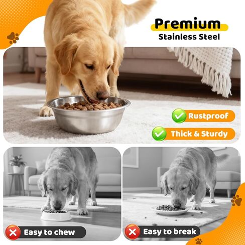 URPOWER 2 Pack 8" Stainless Steel Dog Bowls - 50oz Thickened Durable Pet Bowls for Food and Water, Fit for Elevated Dog Bowl Stand in Saudi Arabia