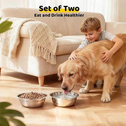 URPOWER 2 Pack 8" Stainless Steel Dog Bowls - 50oz Thickened Durable Pet Bowls for Food and Water, Fit for Elevated Dog Bowl Stand in Saudi Arabia
