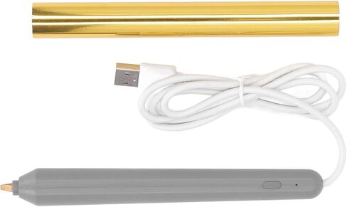 قلم Estink Hot Foil، قلم نقش بختم رقائق الحرارة USB مع 4 قطع من أطراف القلم للحرف اليدوية على ورق الصور والخشب والبلاستيك (ذهبي) in Kuwait