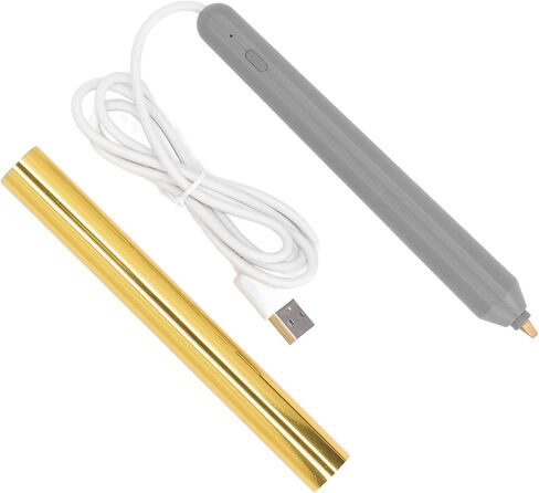قلم Estink Hot Foil، قلم نقش بختم رقائق الحرارة USB مع 4 قطع من أطراف القلم للحرف اليدوية على ورق الصور والخشب والبلاستيك (ذهبي) in Kuwait