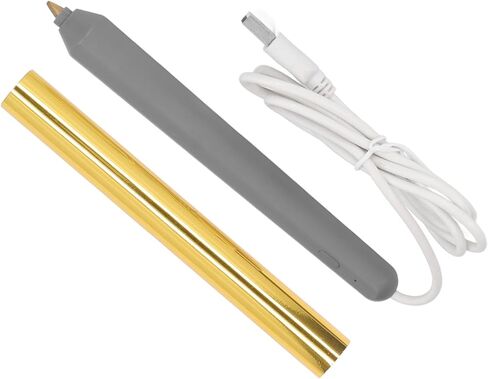 قلم Estink Hot Foil، قلم نقش بختم رقائق الحرارة USB مع 4 قطع من أطراف القلم للحرف اليدوية على ورق الصور والخشب والبلاستيك (ذهبي) in Kuwait