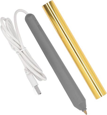 قلم Estink Hot Foil، قلم نقش بختم رقائق الحرارة USB مع 4 قطع من أطراف القلم للحرف اليدوية على ورق الصور والخشب والبلاستيك (ذهبي) in Kuwait