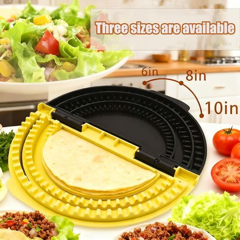 3-In-1 Tortilla Sealer Crimper, Flip Wrap Tortilla Maker for 10"+8"+6" Wraps, Adjustable & Detachable Crimper Suitable for Quesadilla, Burritos, Pancakes, Dumplings in Saudi Arabia