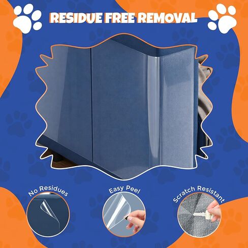 NAVZA® Cat Scratch Furniture Protector, 12 Pcs Couch Protector from Cat Claws Single Side Sticky Sheets, Easy Apply, Anti Scratch Furniture Protector for Sofa Corners, Walls, Doors with 50 Twist Pins in Kuwait