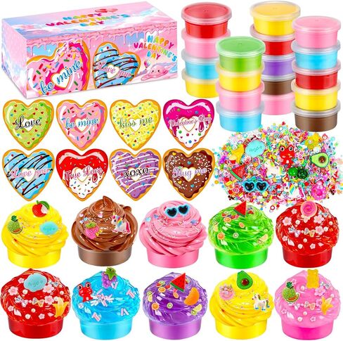 24 Pack Valentines Day Gifts for Kids,Slime Valentines for Kids with Valentines Cards for Kids School Classroom Exchange Gifts Valentine's Slime Party Favors in Saudi Arabia