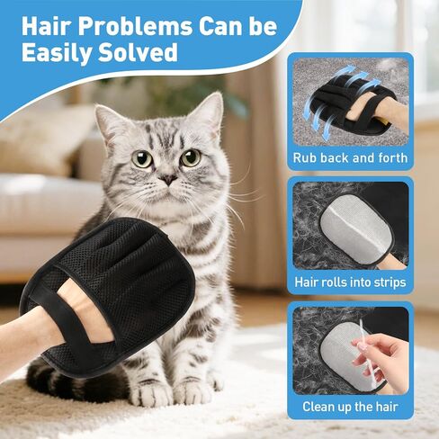 Pet Hair Removal Glove for Cats & Dogs, Five-Finger Electrostatic Pet Hair Remover Glove Reusable Brush Pet Hair Tool for Carpet, Car Seat, Couch and Laundry in Saudi Arabia