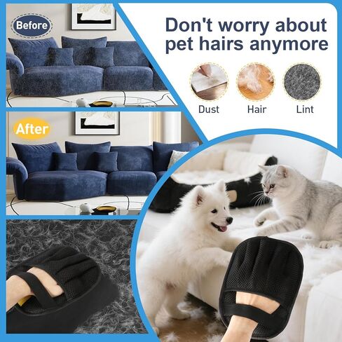 Pet Hair Removal Glove for Cats & Dogs, Five-Finger Electrostatic Pet Hair Remover Glove Reusable Brush Pet Hair Tool for Carpet, Car Seat, Couch and Laundry in Saudi Arabia