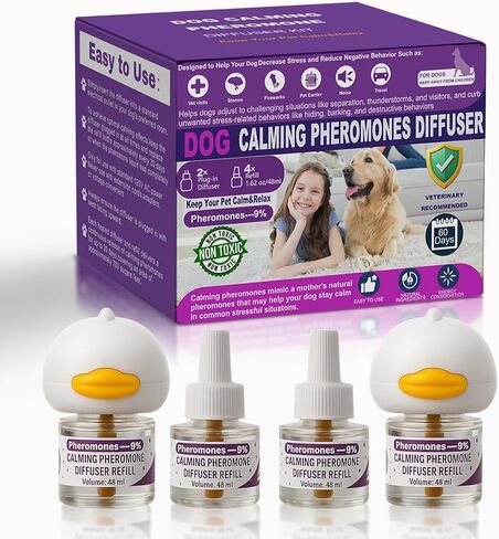 Dog Calming Pheromones Diffuser & 6 in 1 Kit Appeasing Dog Pheromone Diffuser Kit to Calm (2 Plug in+4 x48ml Refill) Calming Diffuser for Dog Reduce Anxiety Fighting Barking Stress 120 Day Supply in Saudi Arabia