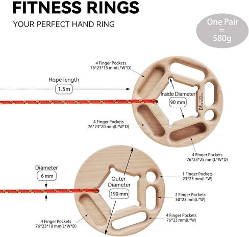TWO STONES Portable Hangboard Rock Climbing, Pull Up Rings as Portable Rock Climbing Training Board with Pockets and Edges for Rock Climbers in Kuwait