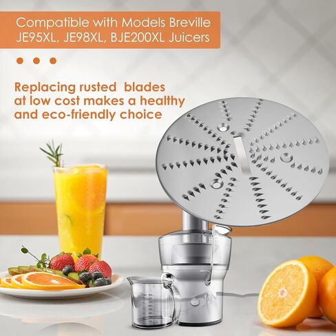 2 Pack Juicer Blade Compatible with Breville Juicer Models JE95XL, JE98XL, BJE200XL,BJE430SIL,BJE510XL, JE900 ，With 2x Blade, 3x Screws & Wrench ，Blade Diameter: 3.5 in. Easy to Replace in Kuwait