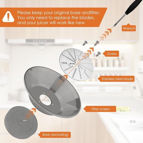 2 Pack Juicer Blade Compatible with Breville Juicer Models JE95XL, JE98XL, BJE200XL,BJE430SIL,BJE510XL, JE900 ，With 2x Blade, 3x Screws & Wrench ，Blade Diameter: 3.5 in. Easy to Replace in Kuwait