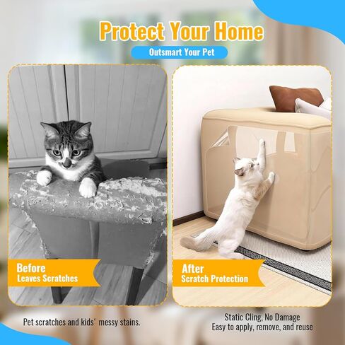 Anti Cat Scratch Furniture Protector, 315" x 15.7" Single Side Sticky Cat Couch Protector for Cloth Fabric Sofas, Large Roll Transparent & Cuttable Cats Scratch Deterrent Tape in Kuwait