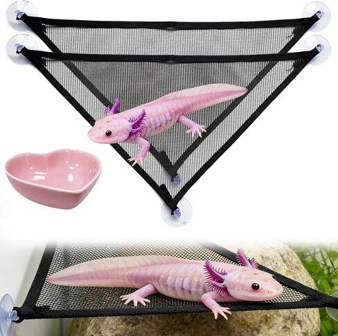 أرجوحة axolotl لحوض السمك مع وعاء التغذية، وإكسسوارات خزان axolotl - أرجوحة زواحف شبكية قابلة للتنفس مع صينية تغذية للتنين الملتحي، والأبراص، والسحالي، والثعابين، وخزان سعة 50 جالونًا أو أكبر in Kuwait