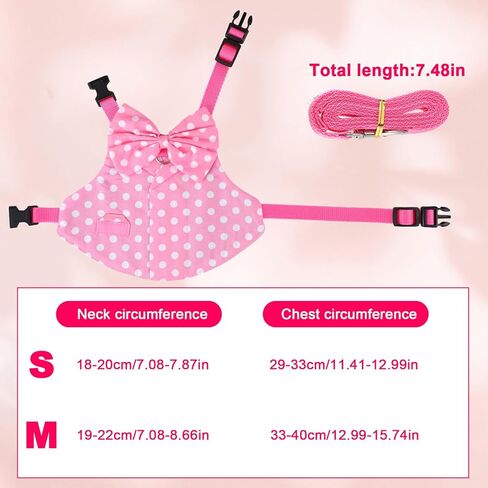TIESOME Bunny Harness، مجموعة مقود الأرنب وتسخيرها، أحزمة أرنب قابلة للتنفس مقاومة للهروب للتدريب في الهواء الطلق والمشي والتخييم، نقطة موجة وردية، مستلزمات الحيوانات الأليفة الصغيرة، مقاس M in Saudi Arabia