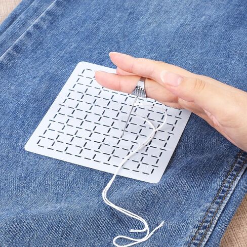 24Pcs Plastic Sashiko Stencil Kit with Sashiko Thimble and Needles Thread 4.7 x 4.7 Inch Geometric Pattern Template Drawing Line Embroidery Pattern for Beginners Hand Quilting and Mending, S in Saudi Arabia