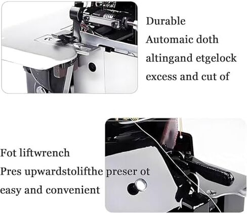 Sewing Machine,Metal Frame Serger,250W Sergers & Overlock Machines,3000 Stitches per Minute,for Multiple Materials, Cotton (Black) in Saudi Arabia